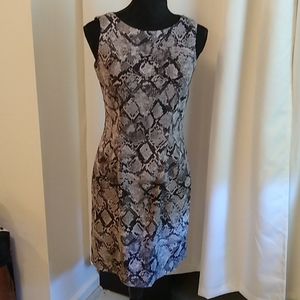 Grey python sleeveless sheath dress